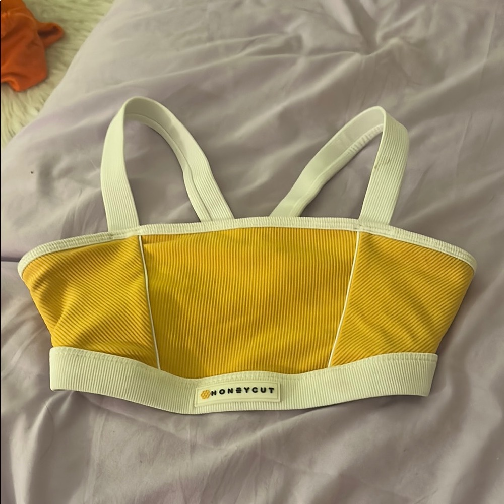 Honeycut Yellow and White Dance Top